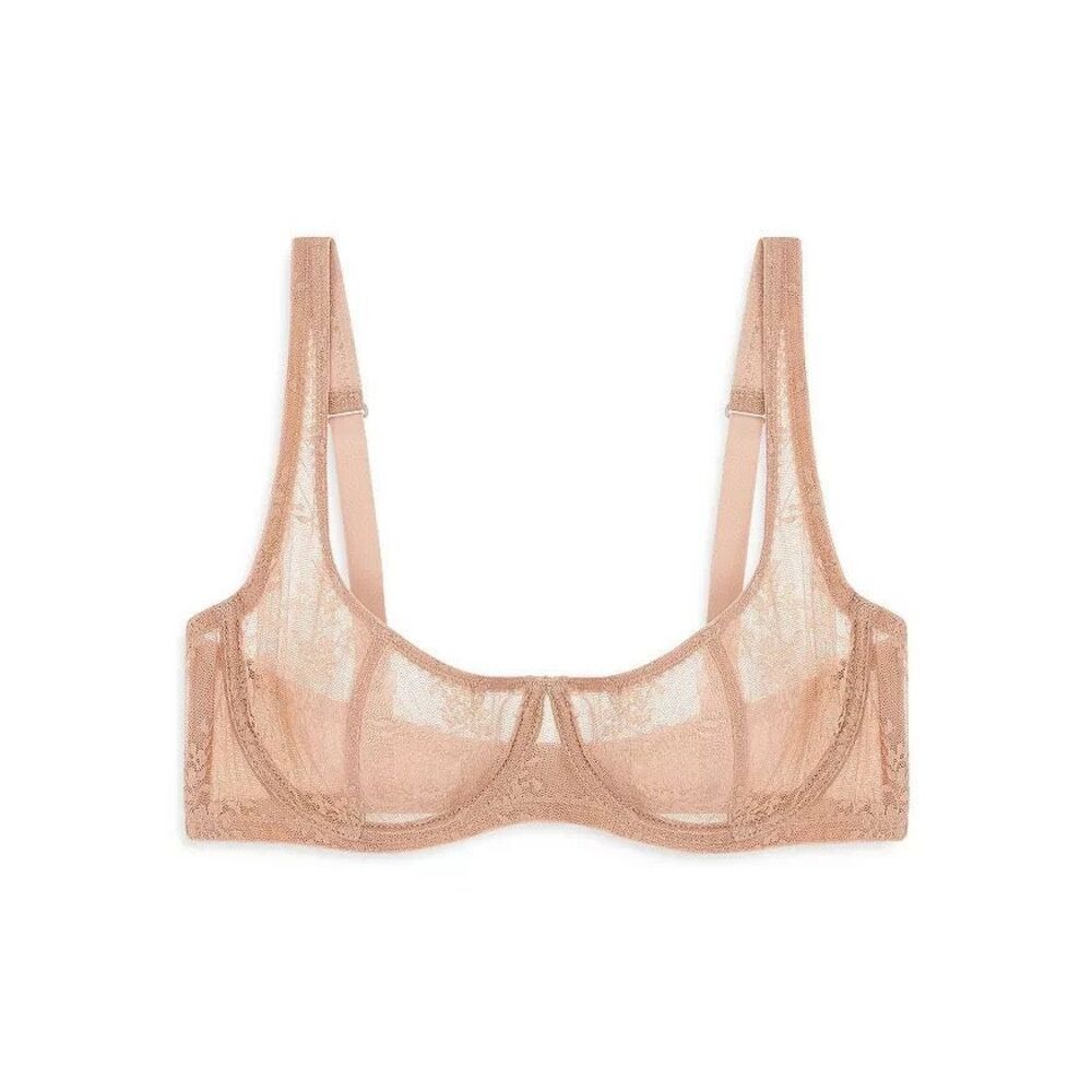 Journelle NWT Romy Unlined Delicate Lace Demi Bra Designer Lingerie Beige 34E